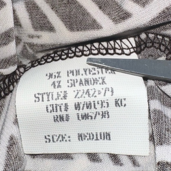 Lily Brown White Elastic Waist Tropical Ruffled Leaf Midi Skirt Size Medium - Picture 6 of 6